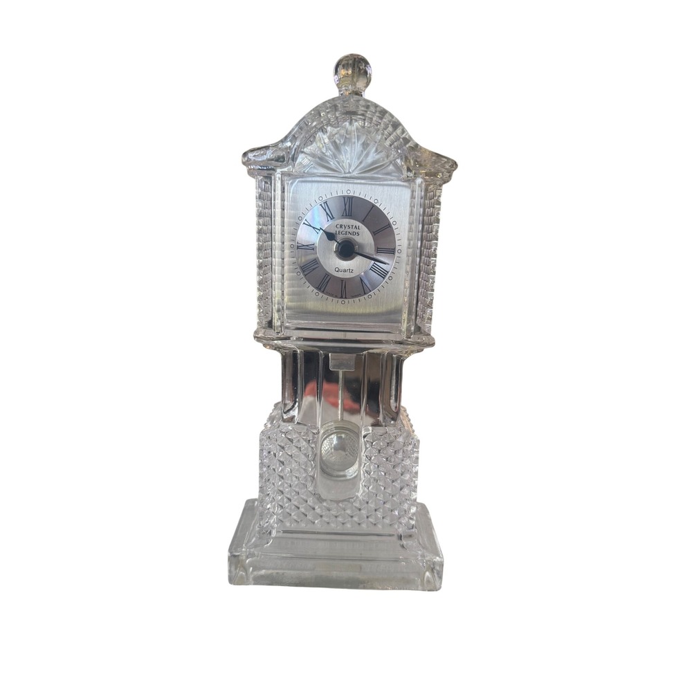Crystal Legends Godinger Lead Crystal Grandfather Table Clock missing back cover
